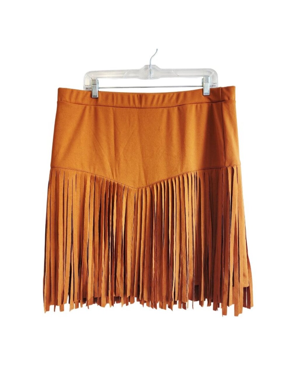 Fringe Rust Orange Skirt Size 3XL Polyester & Elastane Blend Western